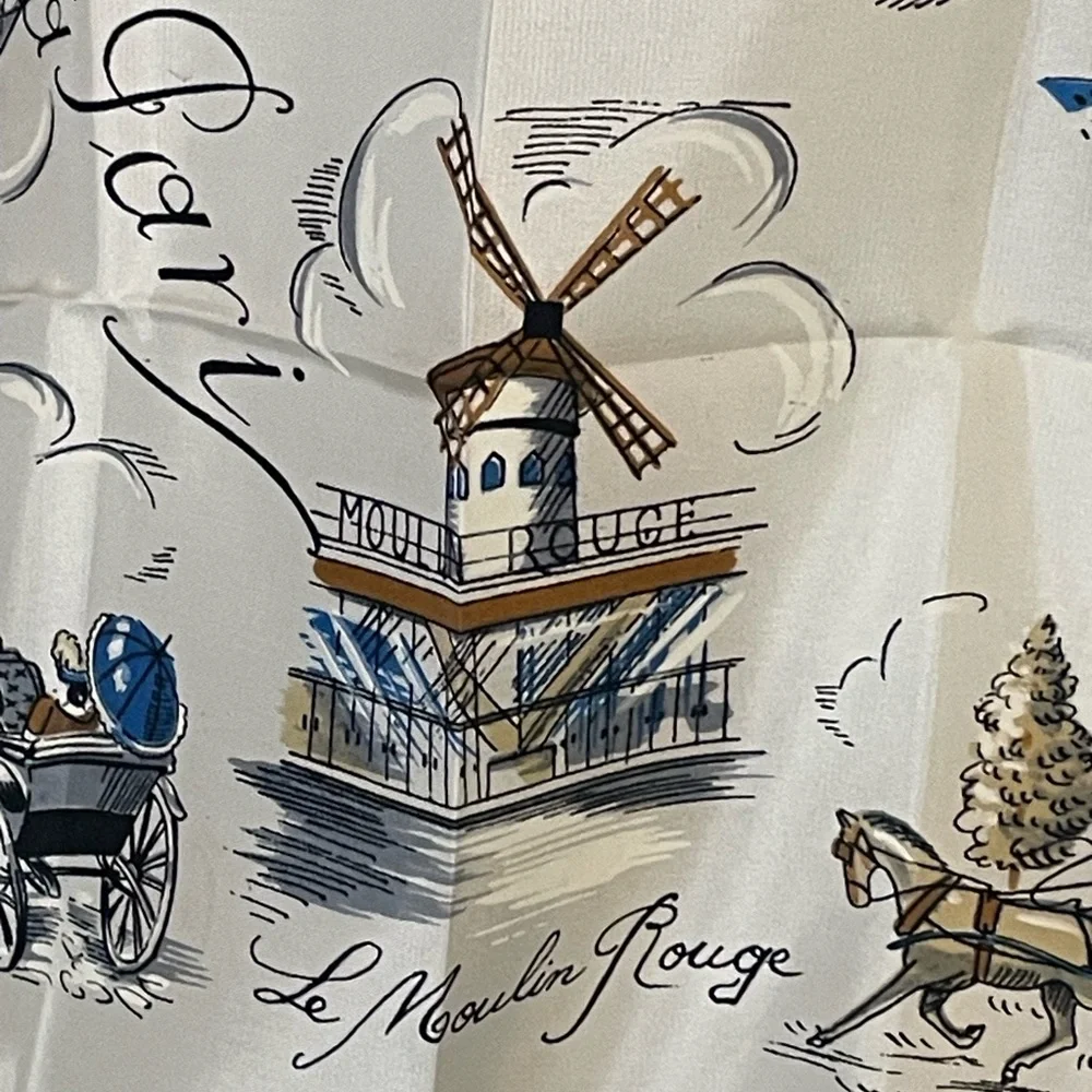 Rare Vintage Paris Souvenir Scarf Unworn Near Mint Condition 31 In - Picture 9 of 10